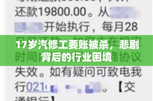 17岁汽修工要账被杀，悲剧背后的行业困境
