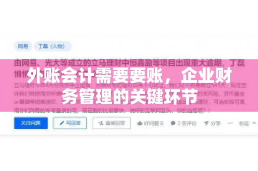 外账会计需要要账,企业财务管理的关键环节 外账会计需要要账,企业财务管理的关键环节