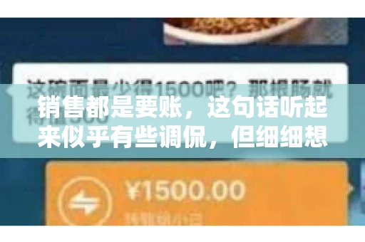 销售都是要账，这句话听起来似乎有些调侃，但细细想来，其中却蕴含着销售的艰辛与无奈。在销售行业中，要账确实是一项不可或缺的工作，它不仅考验着销售人员的沟通技巧，更考验着他们的耐心和毅力。今天，我们就来聊聊销售与要账的那些事儿。